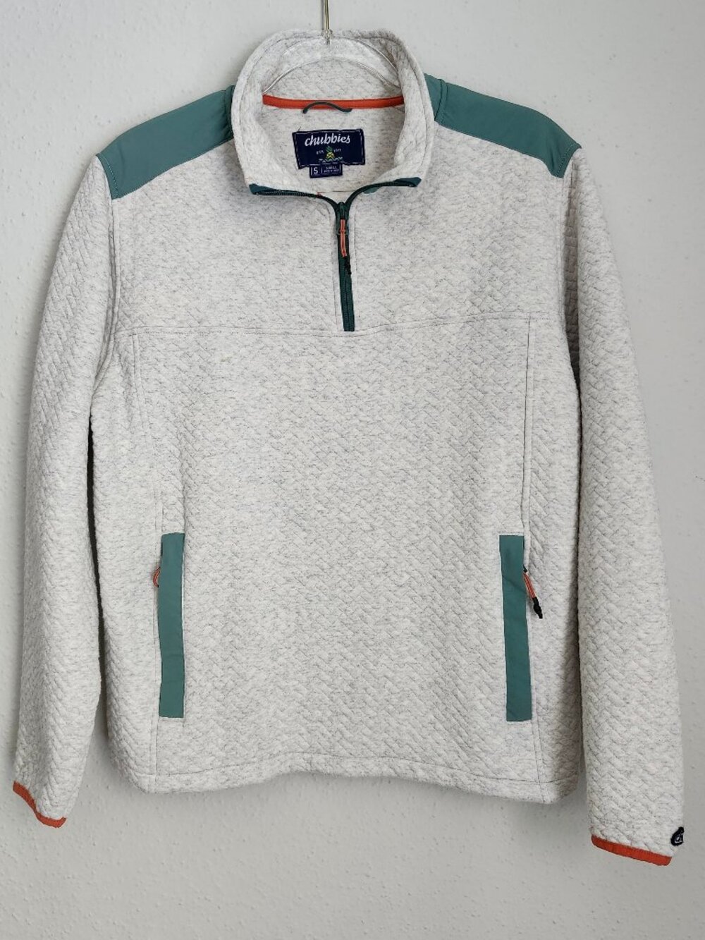 CHUBBIES Quilted Quarter-Zip Pullover Sweater "The Coastal" Colorway Casual S